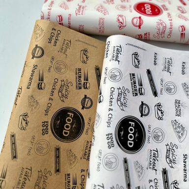 FOOD “TO GO” DELI PAPERS - 17” x 12” / BLACK & BROWN  - PACK OF 100 SHEETS