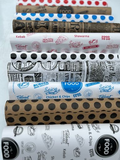 “POLKA DOT” DELI PAPERS - 12” x 12” / BLACK & WHITE - PACK OF 100 SHEETS