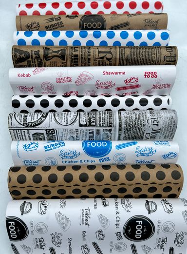 “POLKA DOT” DELI PAPERS - 12” x 12” / BLUE & WHITE - CARTON OF 1000 SHEETS