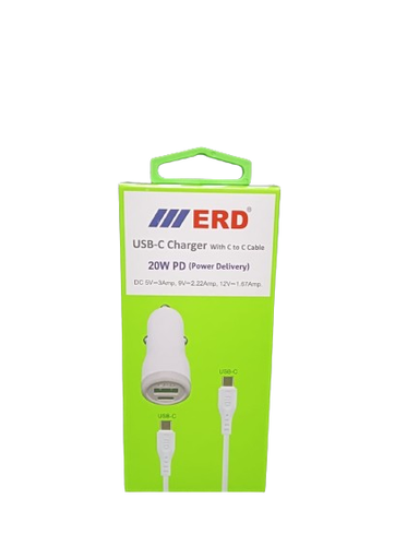 ERD CC-49 Car Mobile Charger (20W PD) with Type-C to Type-C Cable