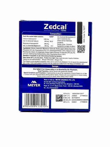 Zedcal Tablets(Calcium/Magnesium/Zinc) 30's