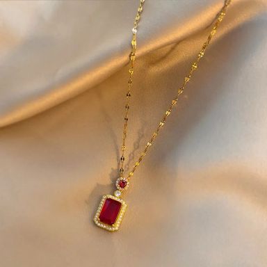 Square Gemstone Necklace