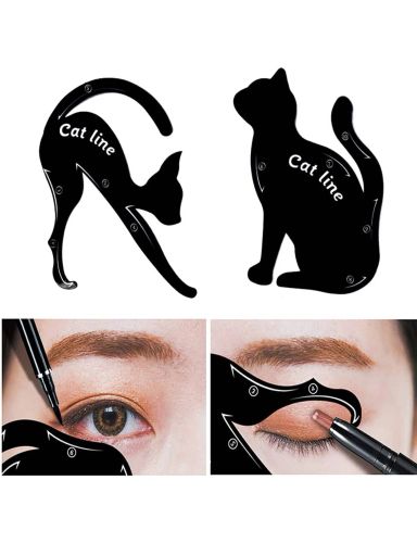 2pcs Multi-Functional Cat Shaped Eyeliner Stencil