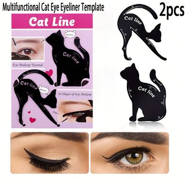 2pcs Multi-Functional Cat Shaped Eyeliner Stencil