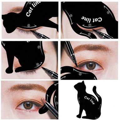 2pcs Multi-Functional Cat Shaped Eyeliner Stencil