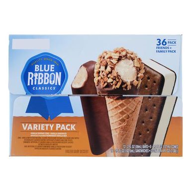 Blue Ribbon Ice Cream Variety Pack 36 Units / 90 g / 3.2 oz