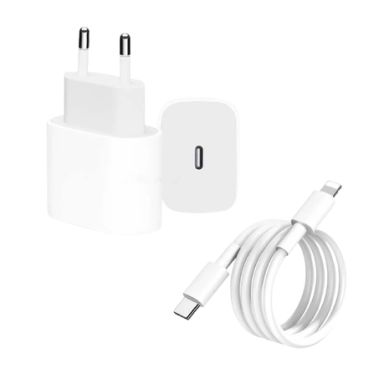 20W PD Fast Charger For iPhone with USB-C to Lightning Cable