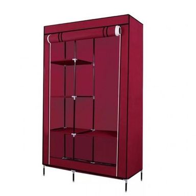 Non Woven Portable Storage Fabric Wardrobe with Shelves - Wine Red