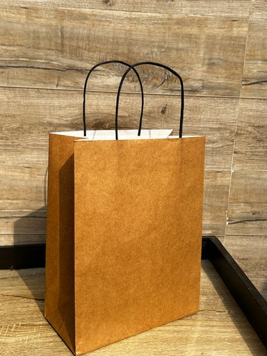 BROWN DELIVERY CARRIER BAGS - 12” x 10” x 5” - CARTON OF 100 BAGS  ( WITH TWIST HANDLES)