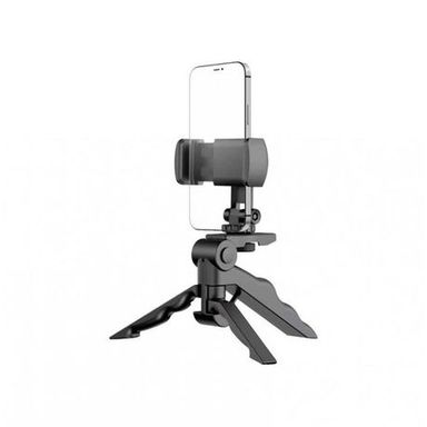 Mini Adjustable Portable Tripod Phone Holder Stand with Secure Grip - Black