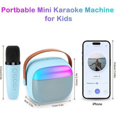 Portable Audio Wireless Bluetooth Karaoke Speaker & Microphone Set - Blue