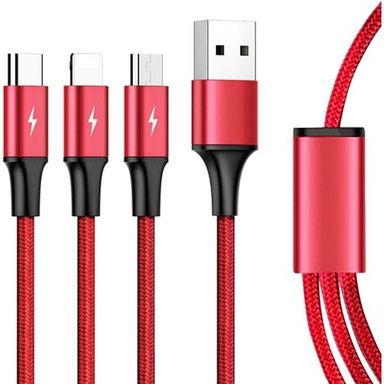 Rapid series 3-in-1 Red Cable for iPhone, Type-C, and Micro USB