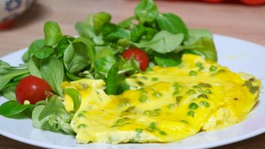 Omelette aux petits pois