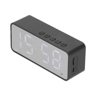 Battery Powered Digital Alarm Clock with Bluetooth with Speaker - Black