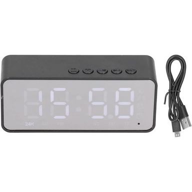 Battery Powered Digital Alarm Clock with Bluetooth with Speaker - Black