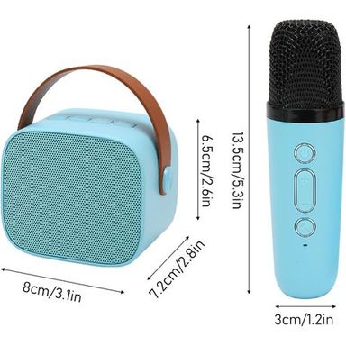 Portable Bluetooth Wireless Karaoke Speakers with 2 Microphones - Blue