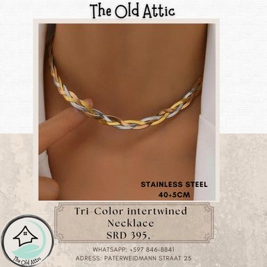 Tri colored intertwined necklace 