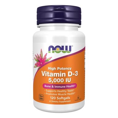 NOW Vitamin D3 5000 IU 120 Softgels 