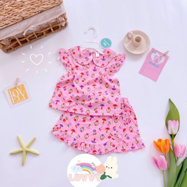 [159] Pretty Round Neck Collar Sleeveless Play Set (80~120)