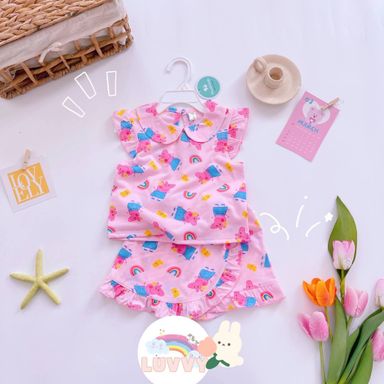 [159] Pretty Round Neck Collar Sleeveless Play Set (80~120)