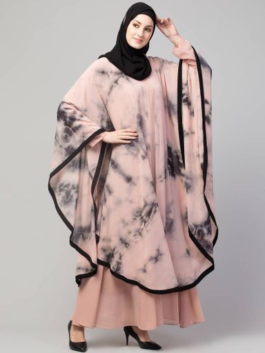 MRC STYLISH WOMEN GIRL STYLE WEAR PRINTED LAYERED ABAYA KAFTAN