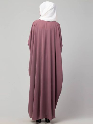 PUCE PINK KAFTAN ABAYA WITH ELASTICATED SLEEVES