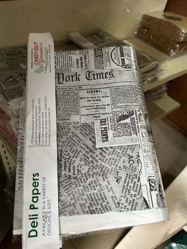 NEWSPAPER PRINTS DELI PAPERS - 12” x 12” / BLACK & BROWN - PACK OF 100 SHEETS