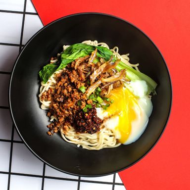 Shrimp sambal mince chicken pan mee