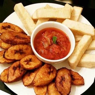 Fried Plantain & Yam with Egg Stew