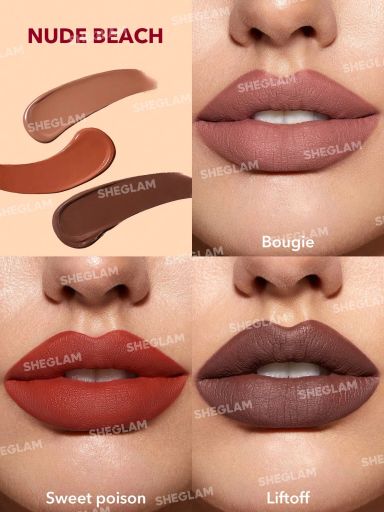 SHEGLAM Matte Allure Mini Liquid Lipstick Set - Nude Beach