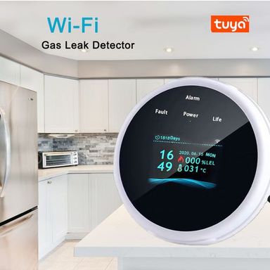 Tuya Wifi Smart Natural Gas Alarm CH$ r Heat detector with Temperature Function Combustible Gas leak Alarm app control LED wifi GAS Detection