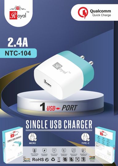 ROYAL NTC-104  2.4A SINGLE USB V8 CHARGER 