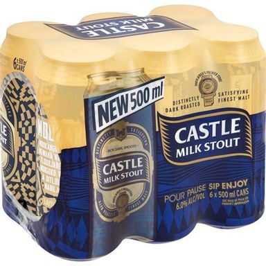 CASTLE MILKSTOUT 500ML CAN 6 PACK