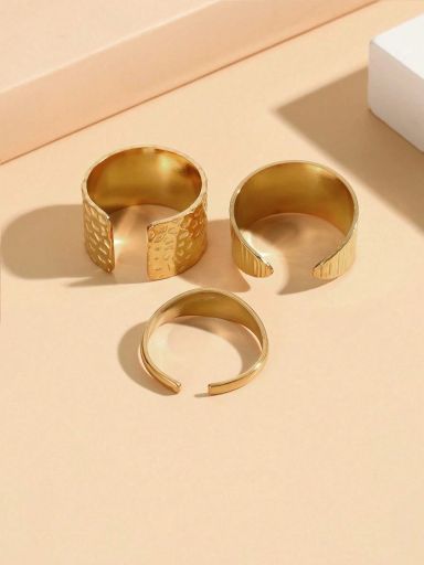 3pcs Textured Cuff Ring