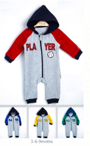 Boys player romper (red) (3-6-9 months)