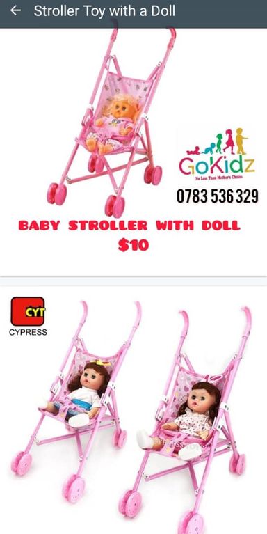 Stroller toy with a doll