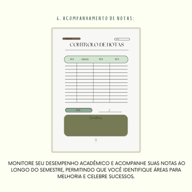 Pacote Controlo Académico (ver.PT- PORTUGUÊS) digital + printable