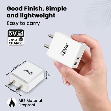 EVM CH-03 Dual USB 2.4A Charger with Micro USB Cable