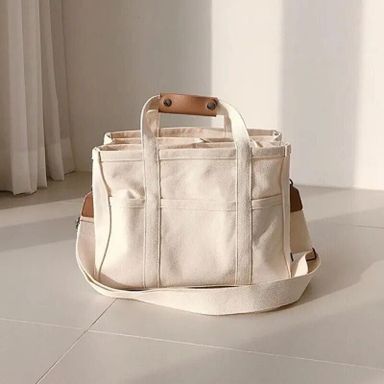 حقيبة canves tote bag بيج