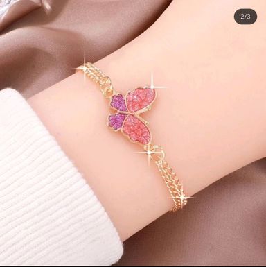 Cute Butterfly Bracelet adjustable chain Gold color