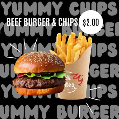 Beef Burger and Chips 