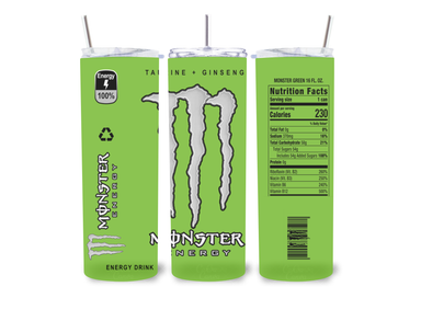 Monster- 20 Oz Skinny Tumbler With Straw & Lid  #8