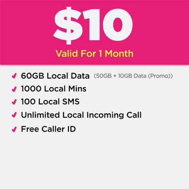 GEENET $10 60GB Data + 1-Month Renewal Plan