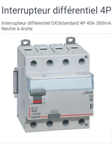 Disjoncteur Différentiel Legrand 4P