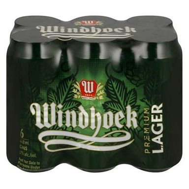 WINDHOEK LAGER 440 ML CAN 6 PACK