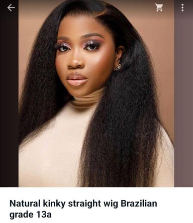 Natural kinky straight wig brazillian grade 13a