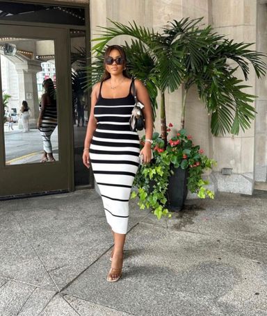 B&W stripped bodycon