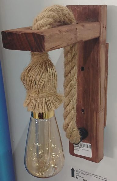 WOODEN LIGHT WITH GLOBE AND ROBE