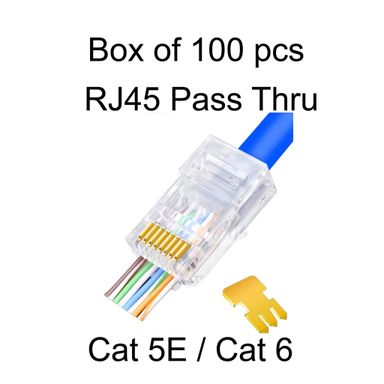 100 pcs RJ45 Pass Thru Connectors (PET POUCH)