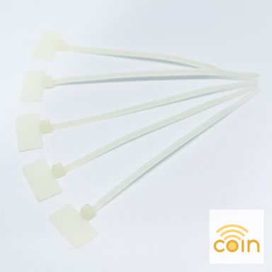 White Nylon Tag Marker Cable Ties 2.5 x 100, 110mm (100pcs)